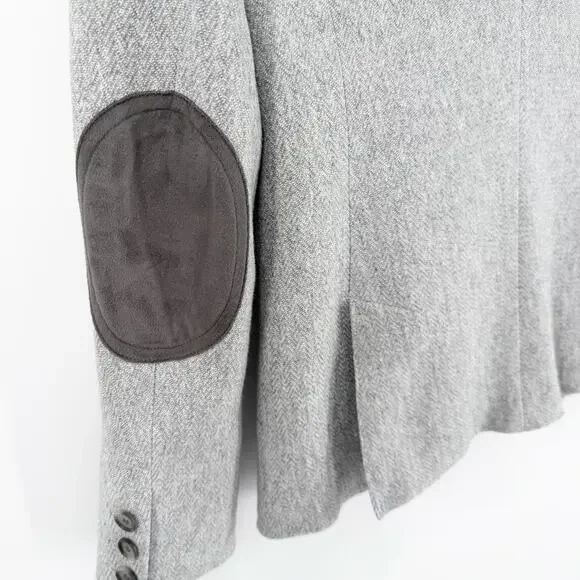 LOFT 8P Gray Herringbone Blazer Light Academia EUC Office Chic Spring Style - Picture 9 of 10